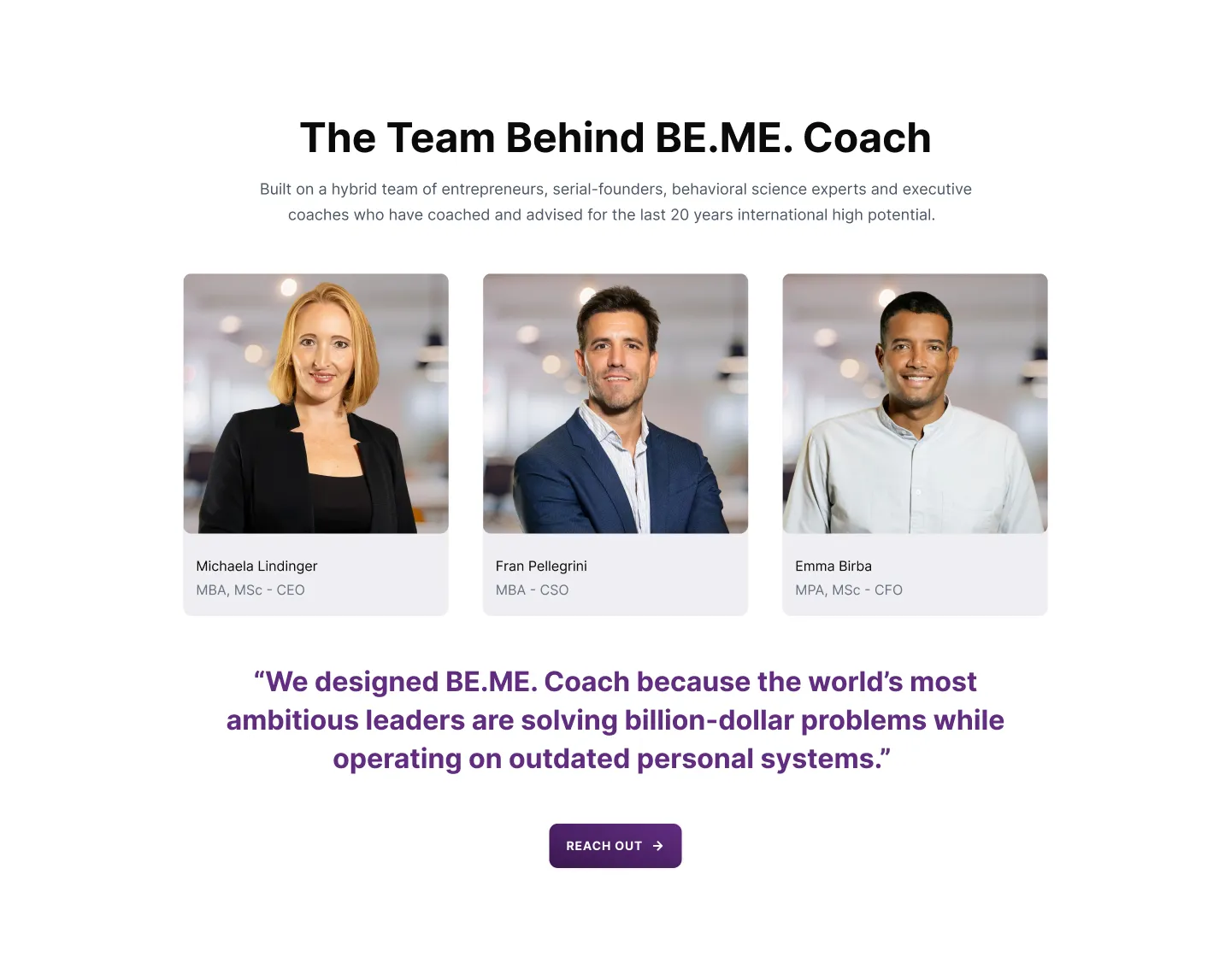 BE.ME AI MVP screens