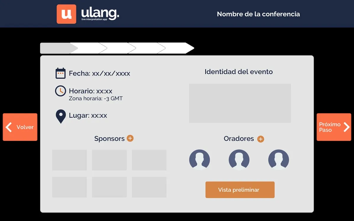 Session interface with live audio and interpreter controls